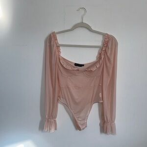 PrettyLittleThing Light Pink Ruffle Bodysuit